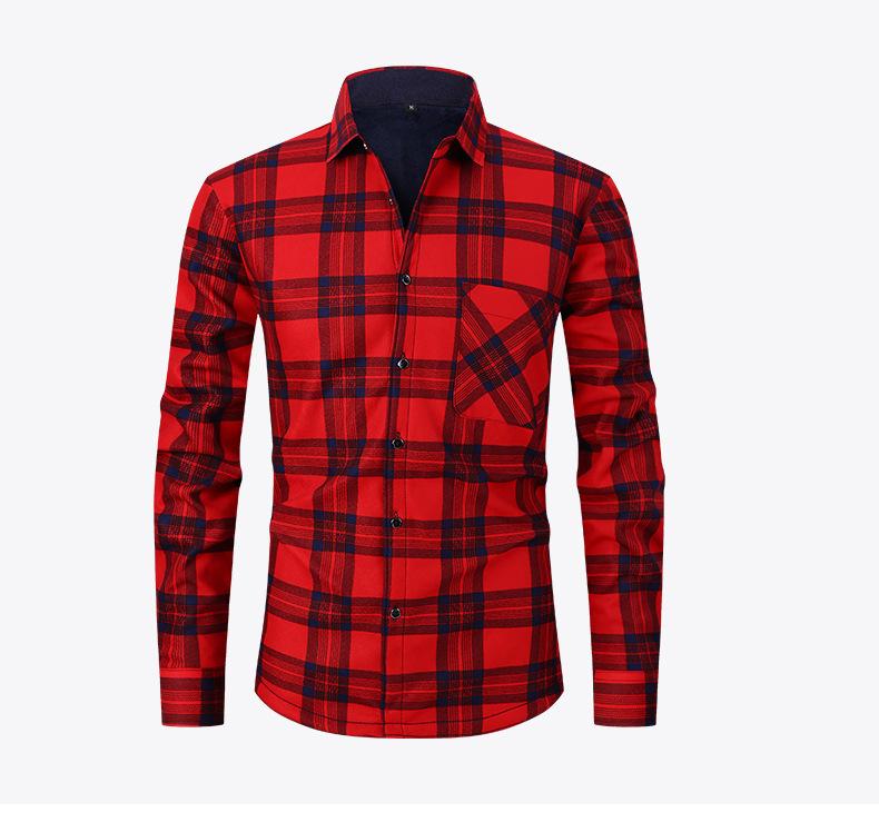 Camisa de Cuadros Casual para Hombre Otoño Invierno con Forro Polar Camisa Cálida Gruesa de Manga Larga Camisa Polar
