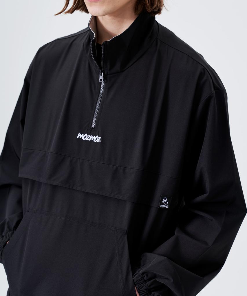 Mozmoz Center Embroidery Back Label Functional Anorak Black