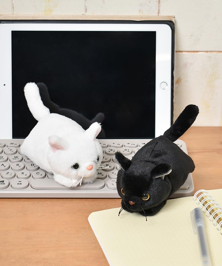 Bleu Bleuet Lying Down Chubby Cat Plush Toy (Black)