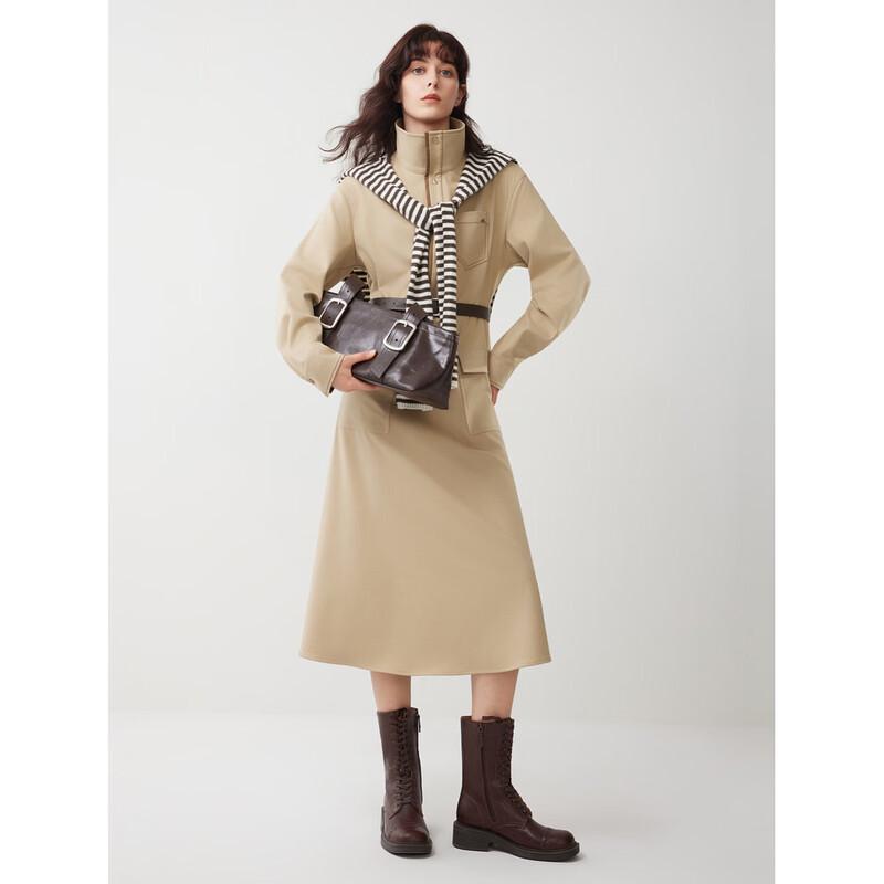 ELLE Women's Khaki Shirt Dress