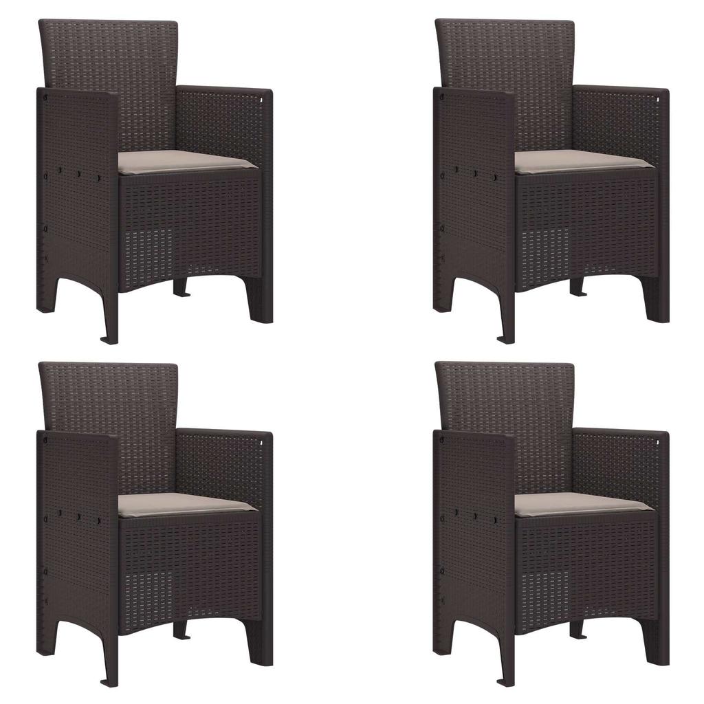 Garden Chair with Cushion 4 pcs Brown 53 x 49 x 85 cm Polypropylene