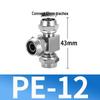 Trachea Quick-Connect T-Nozzle Adapter for Air Pumps and Compressors, with PE Pneumatic Lock Nut, Reducer, and PEG4 6/8mm Compatibility.