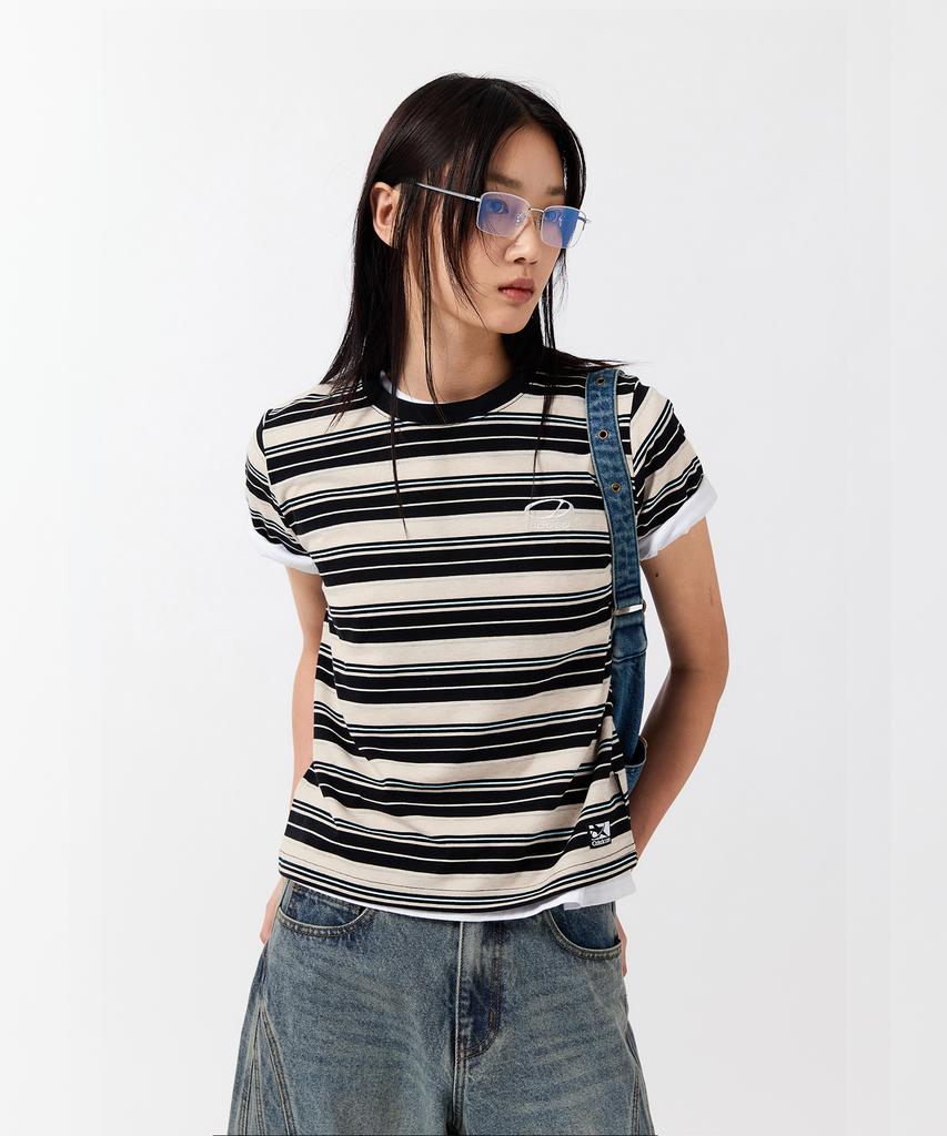 ODDSTUDIO Odsd Striped Regular Fit T-Shirt - Ivory