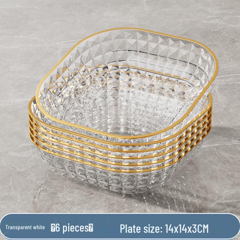 Transparent Gold Rim Fish Bone Dish Holder Set, Easy To Clean, Multipurpose for Living Room