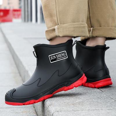 Mode Wasserdicht Grenzüberschreitend Herren Regenschuhe Mode Kurze Socken Verdickt Warm Gummi PVC Arbeit Rutschfest Angeln Küche Regenstiefel