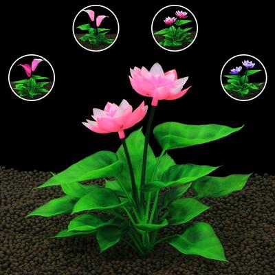 Aquarium Fish Tank Decor Artificial Plastic Fake Water Grass Otter Lotus Artificial Plastic Flower