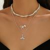 Schmetterlingsschleife Anhänger Halskette Mit Künstlicher Perle Mehrschichtige Kette Für Damen Und Herren