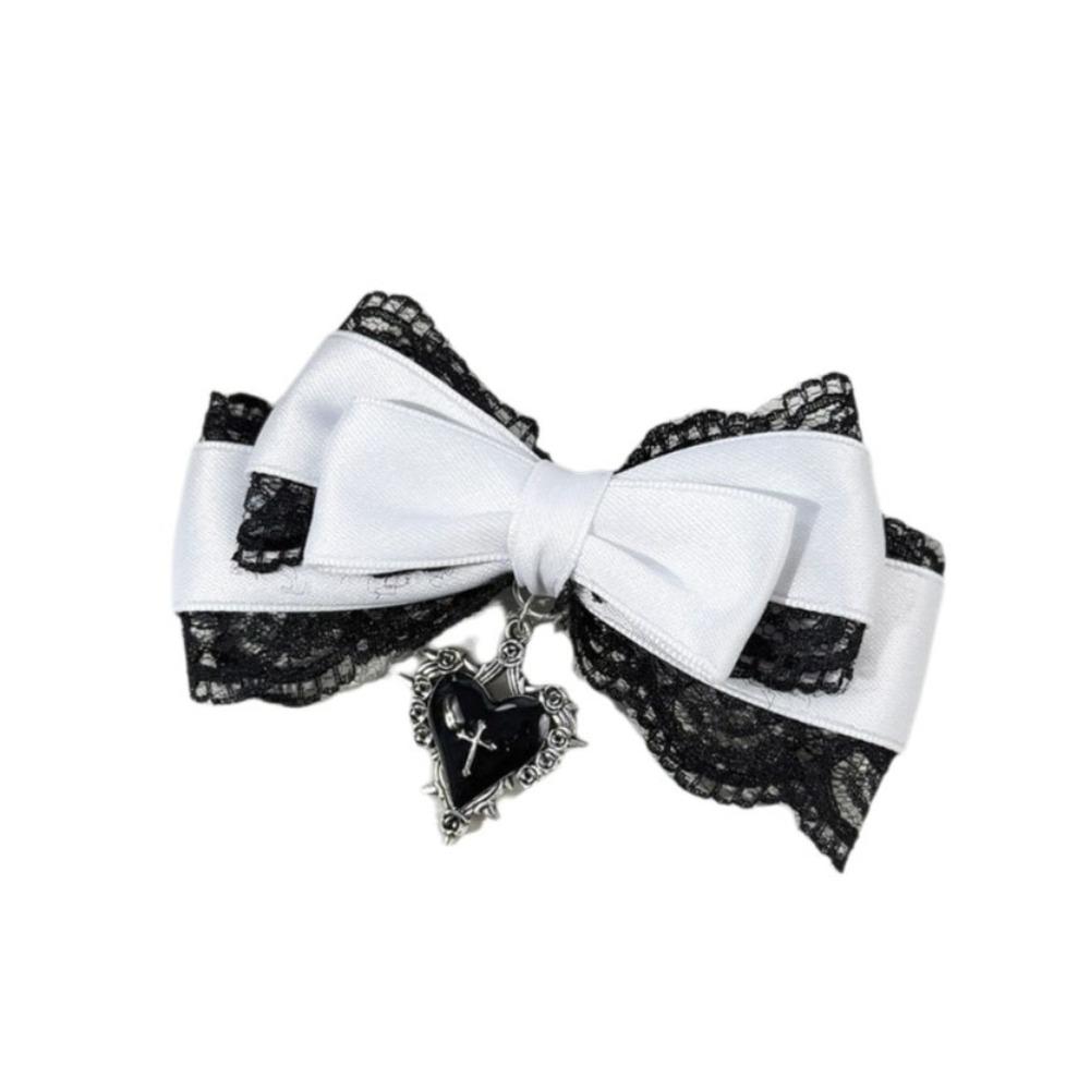 Ribbon Bow Hair Clip Gothic Children Side Clip Lovely Hair Barrettes Daily Wear теплый белый