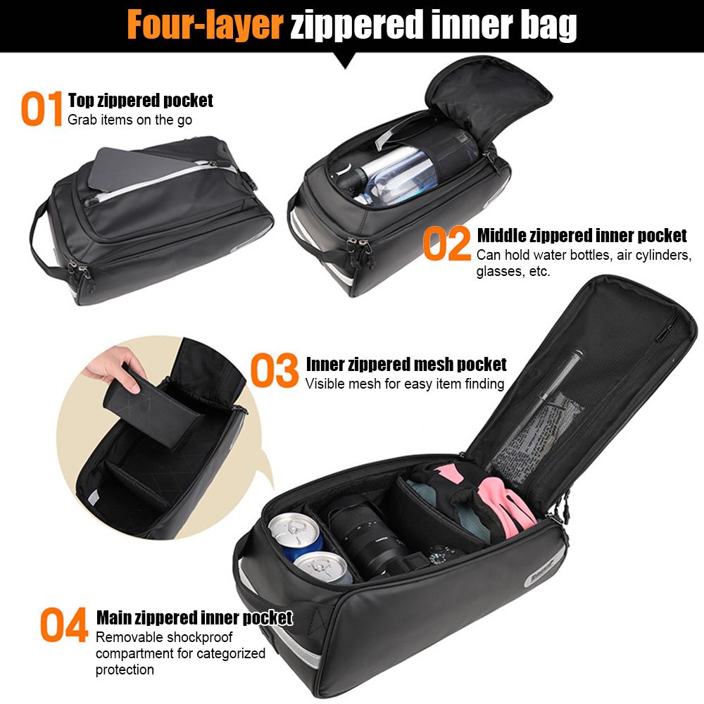 Multifunktionale Fahrrad-Kofferraumtasche, Polyester-Fahrrad-Rücksitztasche, wasserdichte Gepäckträgertasche, Umhängetasche