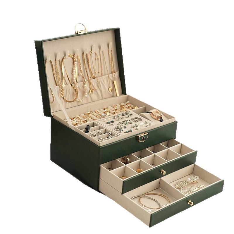 Exquisite Three-Layer Jewelry Box 2025 - Large Capacity for Earrings and Necklaces
