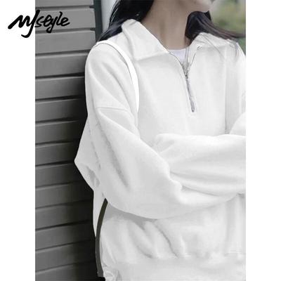 MJ STYLE Women's Casual Lapel Half-Zip Sweatshirt