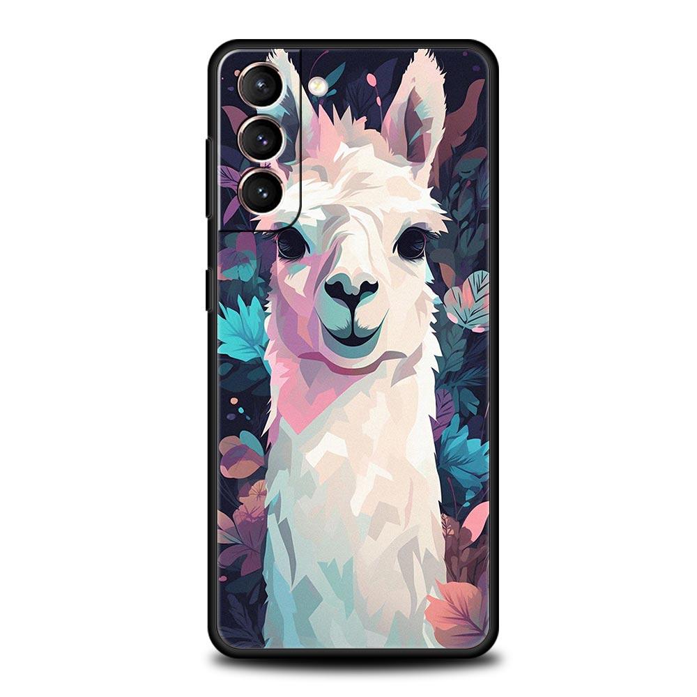 Kawaii Alpaca Lovely Phone Case For Samsung Galaxy S24 S23 S22 S20 Ultra S21 FE 5G S10 S9 Plus S10E S8 Soft Silicone Cover