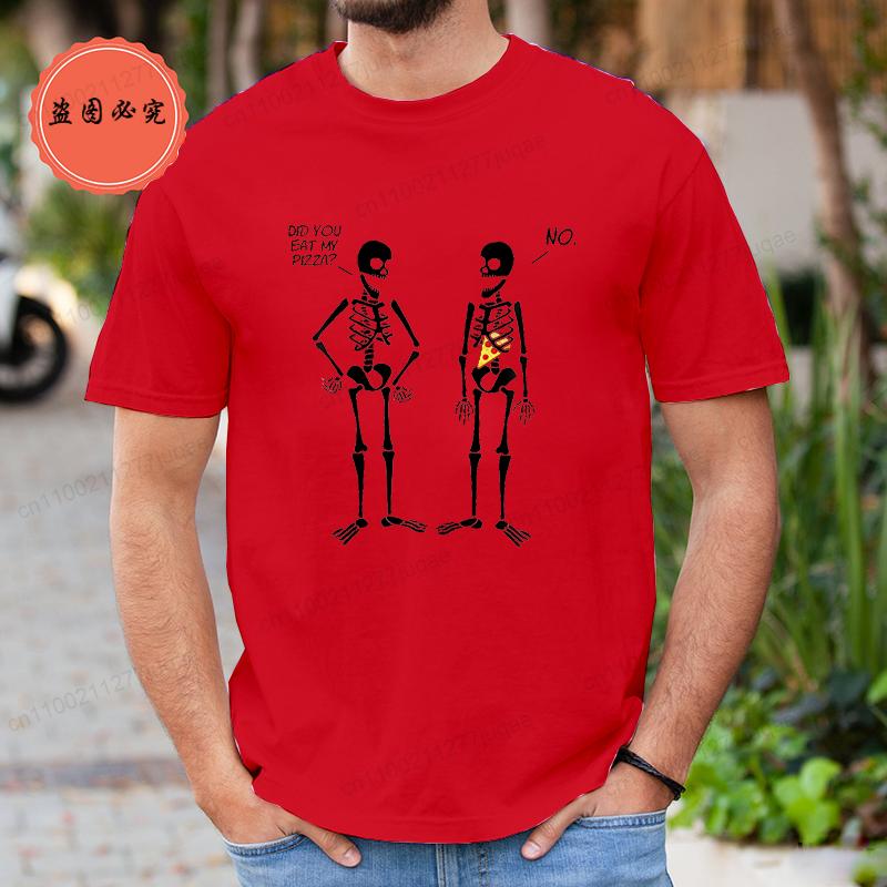 Men's Clothing Did You Eat My Pizza? Cute Funny Skeleton T-Shirt Men Women T-Shirt Fashion Brand Clothing T Shirts Casual Shirt