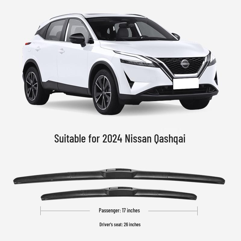 Silent Frameless Wiper Blades for 21-23 Nissan Qashqai - Front & Rear, High Definition