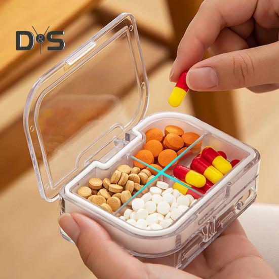3 w 1 Przecinarka do tabletek Pudełko do przechowywania tabletek Odporne na wilgoć Przenośne Przezroczyste Wielofunkcyjne etui do przenoszenia tabletek