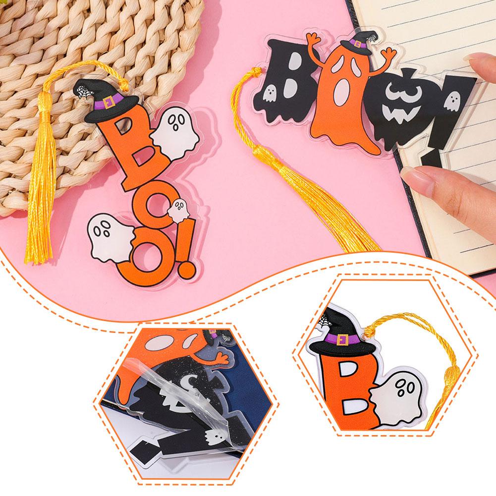Spooky Ghost-Themed Bookmarks Acrylic Bookmarks For Women Study Stationery Office Supplies Halloween Gifts For Friends
