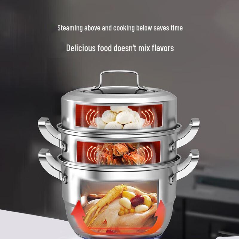 KOBACH 304 Stainless Steel Multi-Layer Steamer & Soup Pot, 28cm
