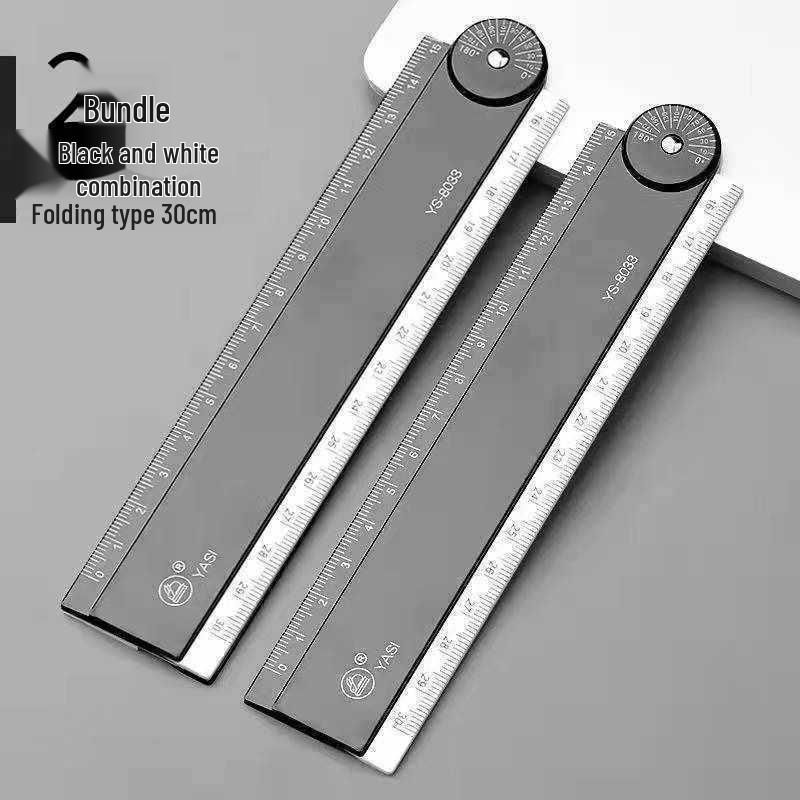 30cm Multifunctional Folding Ruler for Students: Straight Edge with Wavy Line Grid for Geometric Drawings