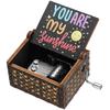 Christmas Wooden Hand-Cranked Black Laser Engraved Musical Boxes You Are My Sunshine Music Box