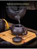 Portable Purple Clay Xishi Teapot Set with Leather Bag and Tea Tray for Home, Travel, or Business