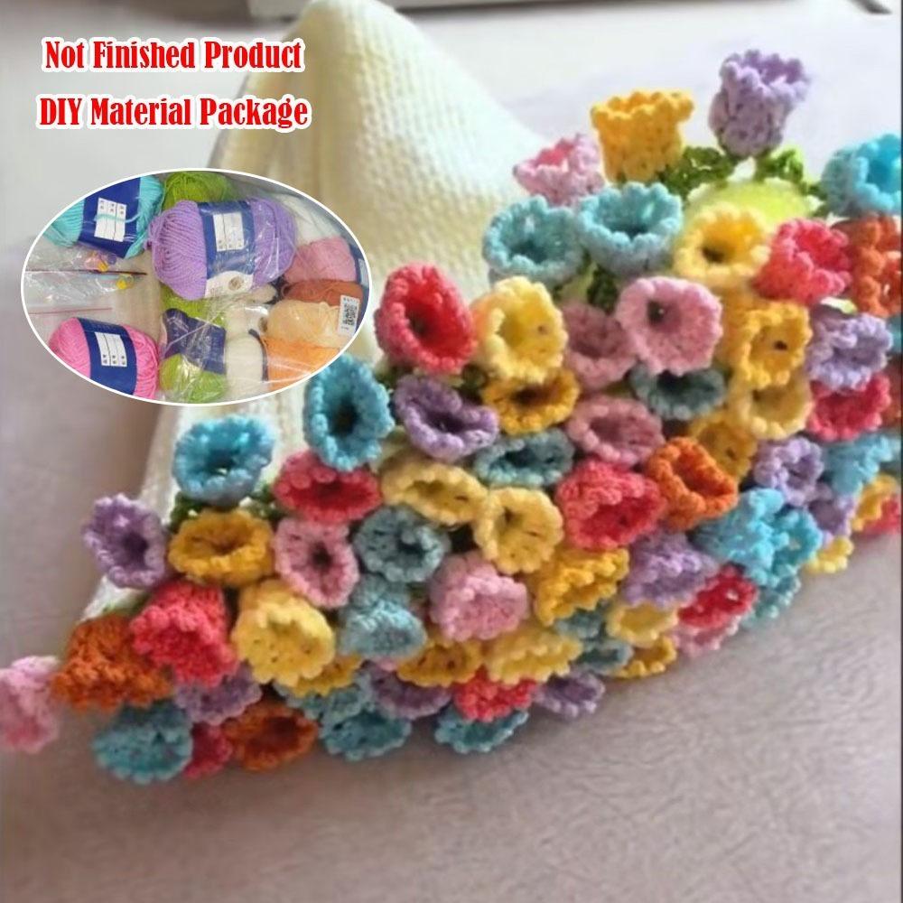 Creative DIY Rose Bouquet Blankets 110cm Handmade Crocheted Flower Bouquet Blanket Crochet Kit Lily of The Valley Blankets Gift