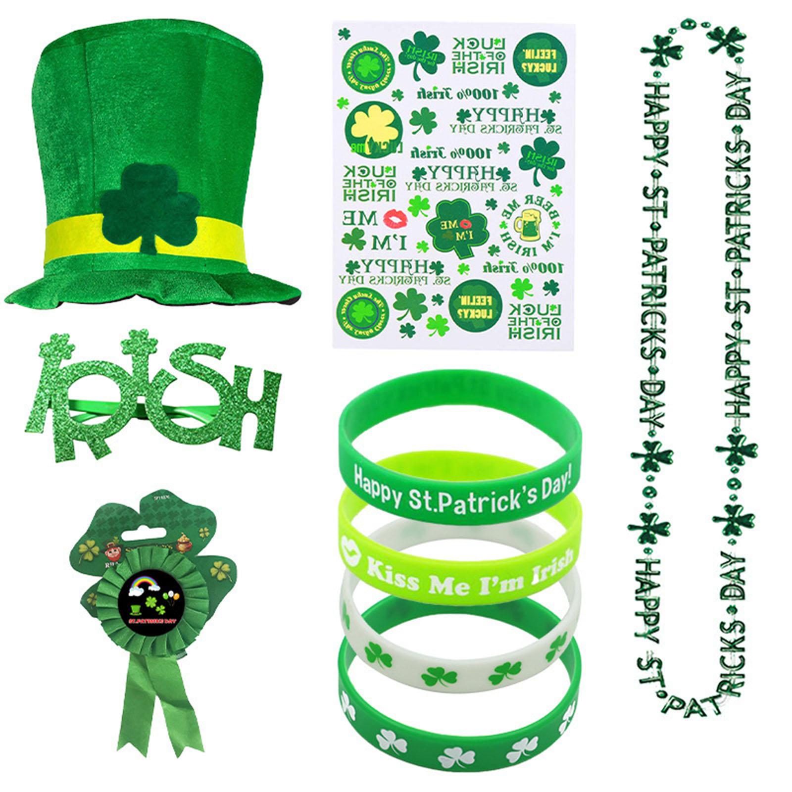

Completed Festival Day Attire For Adults Festival Gathering Outfit Set with Hat Glasses For Adults Green Theme Costume