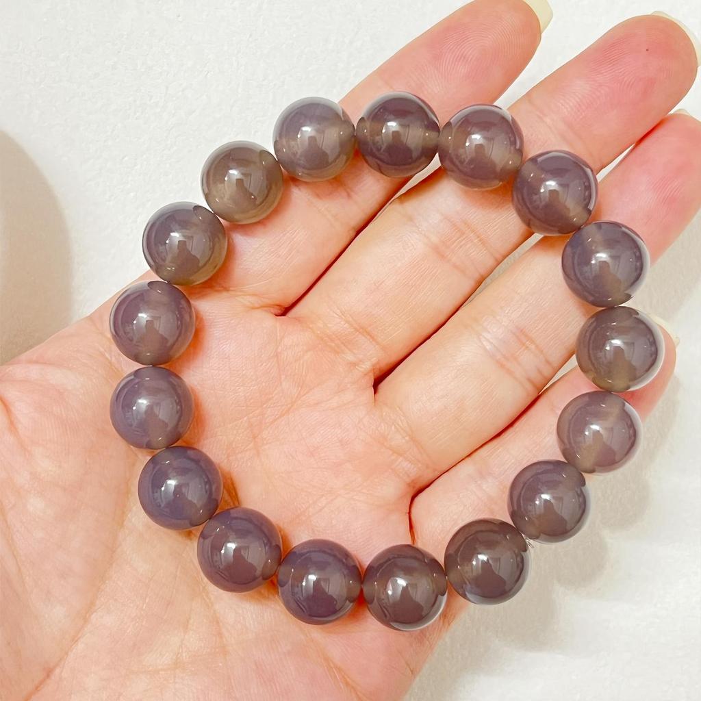 Men’s Agate Beaded Bracelet Natural Stone 12mm Round Beads Stretch Bangle Semi-Precious Gemstone DIY Jewelry Gifts