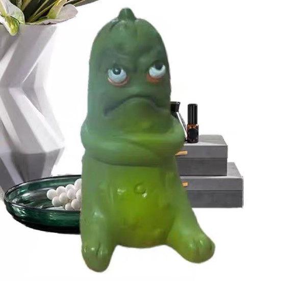 Funny Pickle Sculpture, Quirky Cucumber Statue, Cute Resin Pickle Emotional Support Ornament for Home, Living Room, Bedroom, Office Desk Decor
