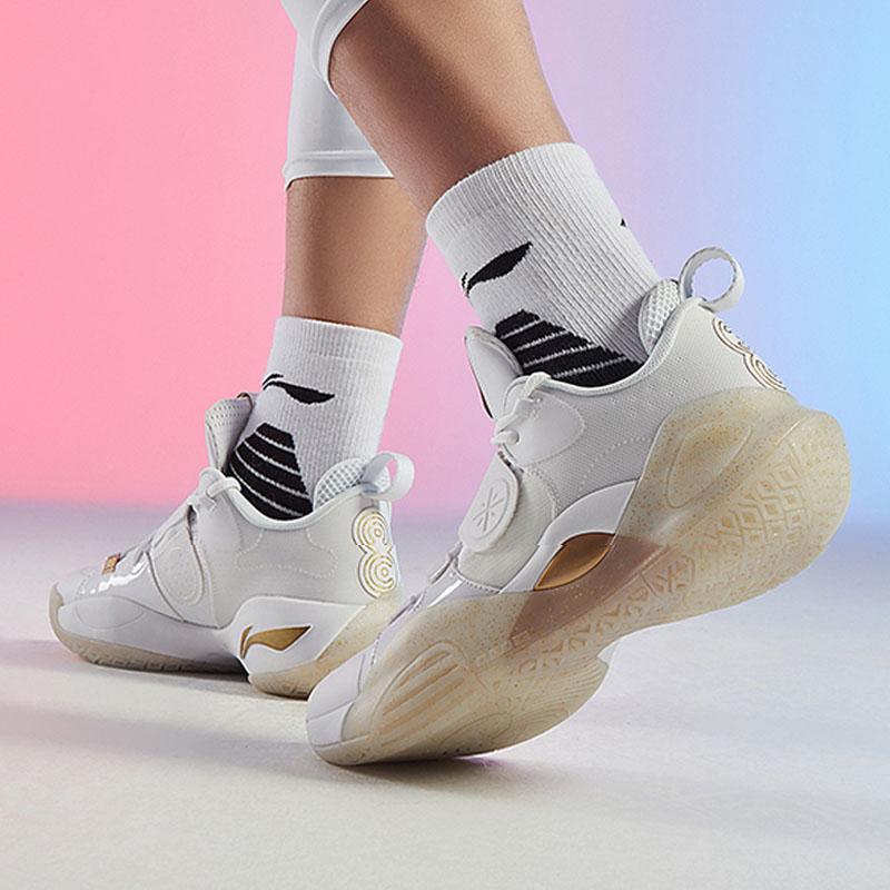 Li Ning All City 8 All City Dämpfung Rutschfest Abriebfest Rückprall Niedriger Schaft Basketballschuhe Herren Weiß ABAQ069-4