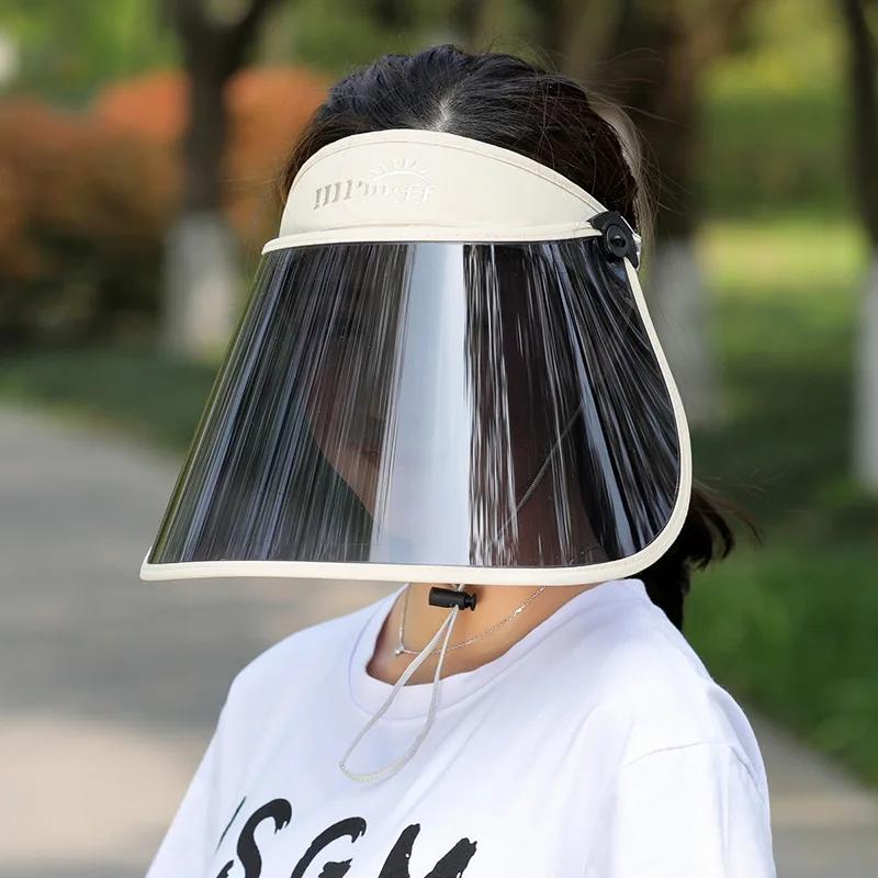 Summer Uv Protection Transparent Sun Hats For Women Rollable Large Wide Brim Face Portable Empty Visor Caps Foldable Beach Cap