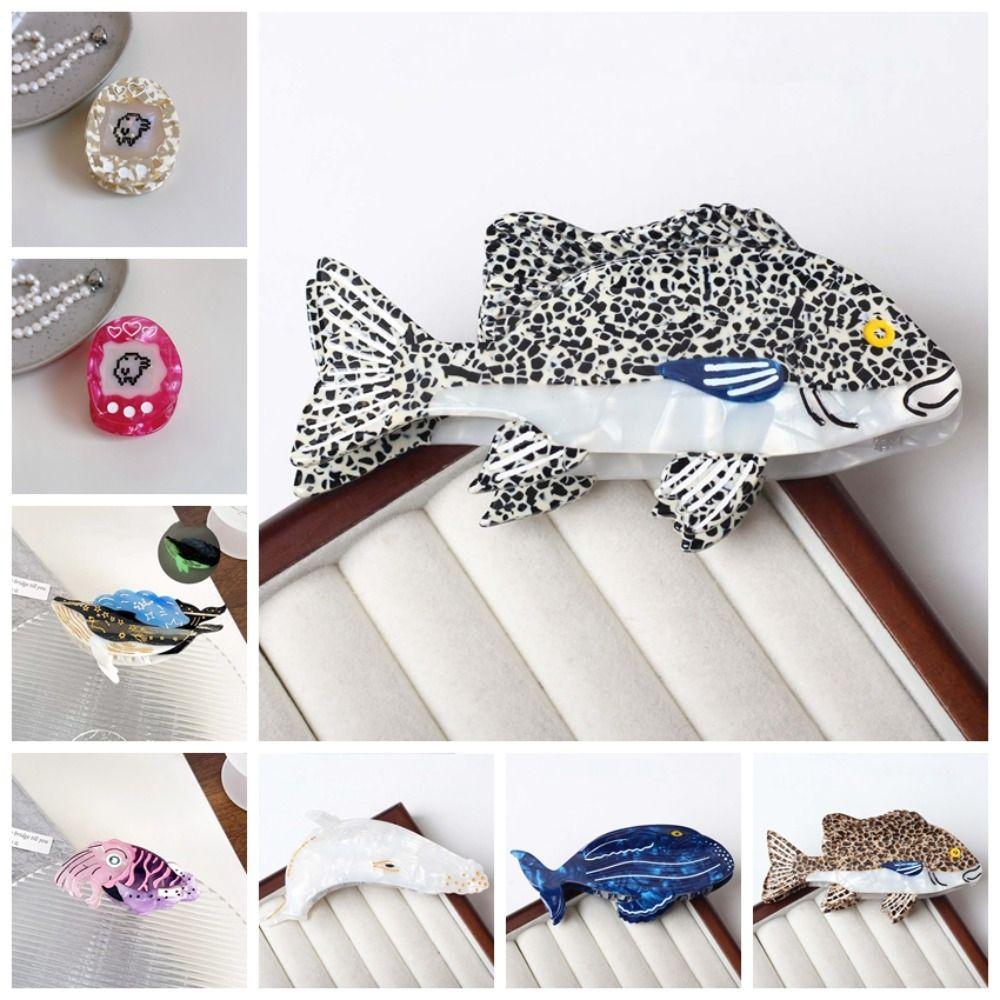 Noctilucent Sperm Whale Shark Clip Acetic Acid Animal Hair Clip Acetate Fish Hair Claw Daily