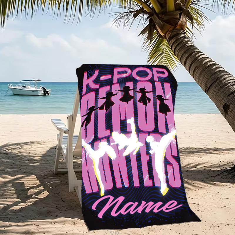 Customizable Personalized Beach Towels Kpop Demon Hunters Themed designs.Suitable for the Beach, Yoga, Sports;ideal As Beach Accessories