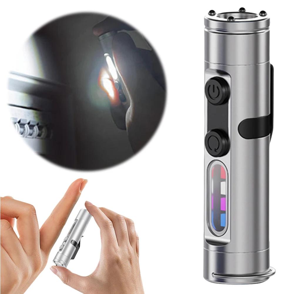 300mAh Multi-function Mini EDC LED Flashlight Portable Keychain Light Waterproof MagneticTorch USB Rechargeable Emergency Lamp