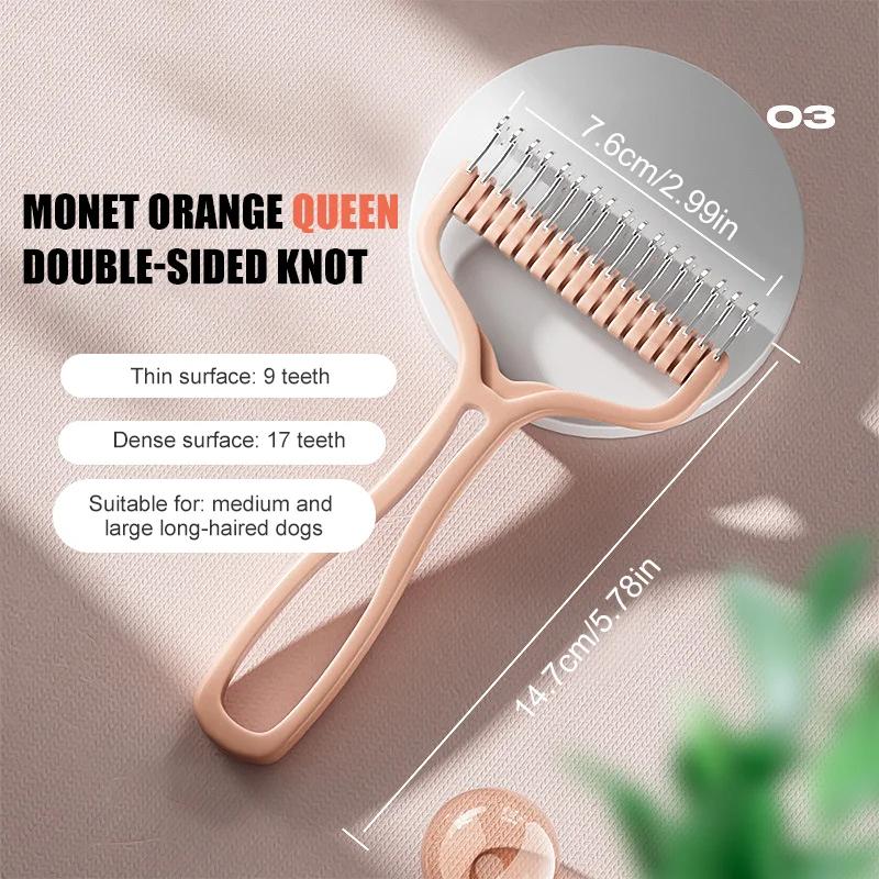 

Инструмент для стрижки домашних животных, инструменты для ухода за собаками, расческа для удаления шерсти у кошек, двухсторонняя Medium 11 teeth оранжевый
