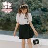Girls' Academy Style Bow Shirt & Pleated Skirt Set