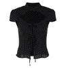 European and American women's clothing new fashion temperament polka dot printed cardigan strap short-sleeved T-shirt top