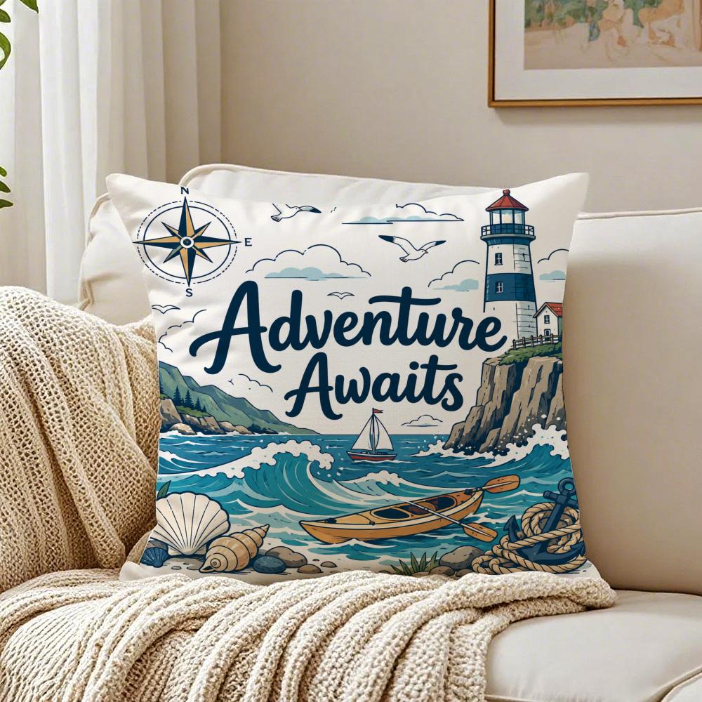 Adventure Awaits Cushion Cover Breathable Organic Short Plush Cushion Covers Machine Washable Wrinkle-Resistant Soft Durable