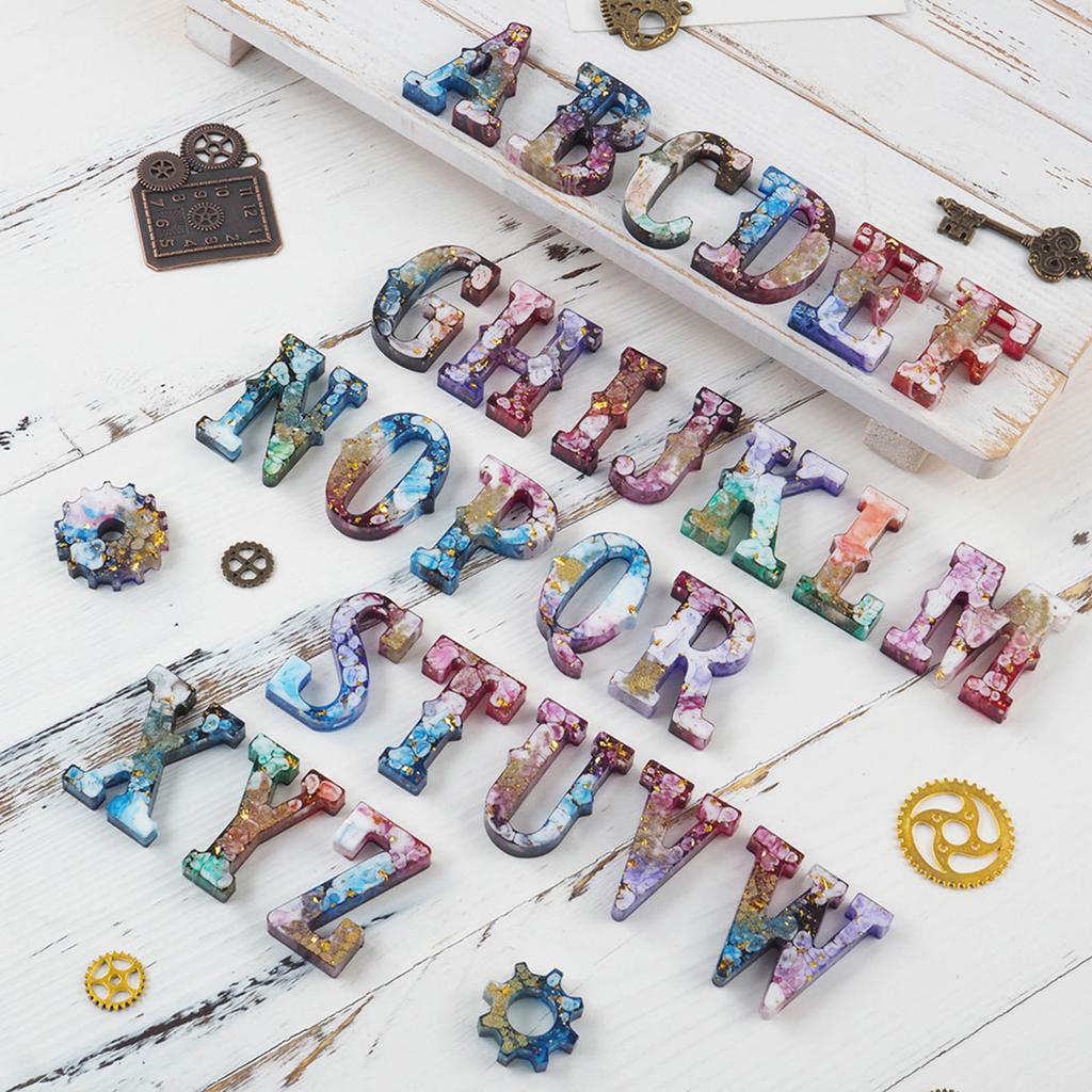 Glossy Silicone Resin Molds English Alphabets Earrings Mold DIY Keychain Pendant Jewelry Epoxy Resin Crafting Mold