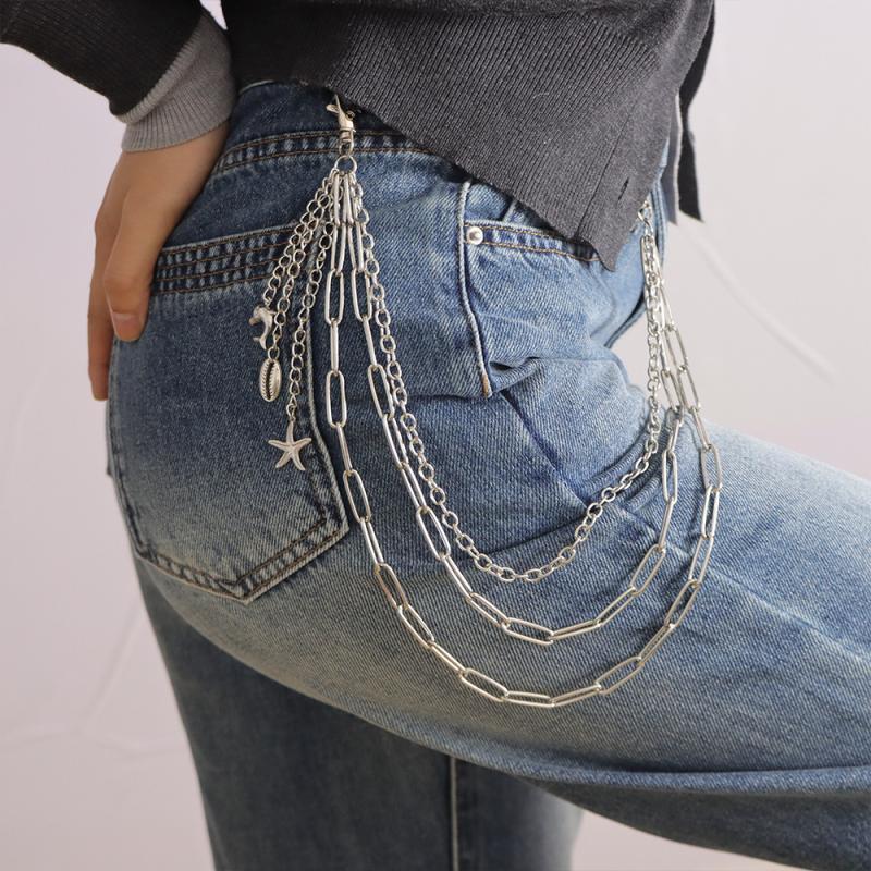 

[ZYAS]Fashion Punk Metal Pants Chain Hip Hop Waist Chain Pendant Jeans Chain For Men Women Accessories Gifts