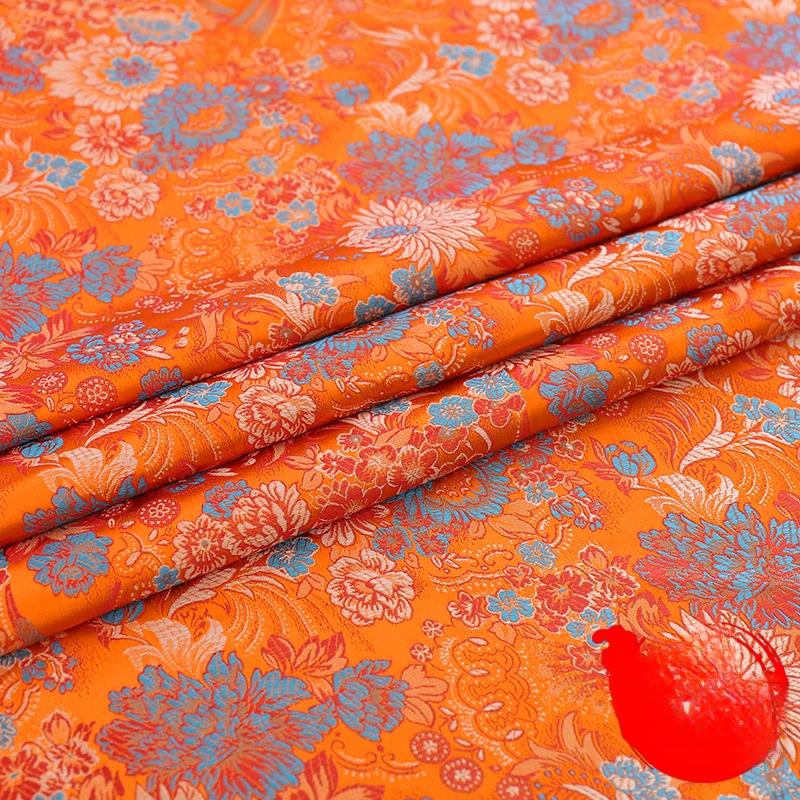 75x100cm Brocade Silk Fabric Beautiful DIY Material with Flower Pattern Sewing Handmade Patchwork Textile Cloth