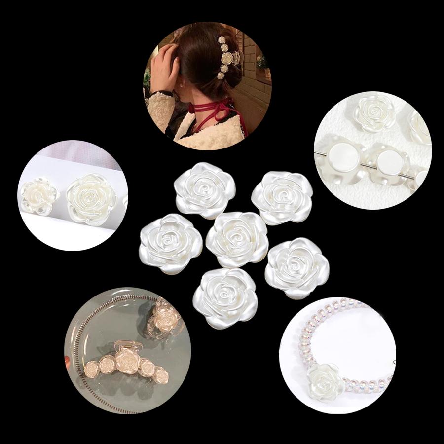10/20pcs Plastic White Rose Shaped Pearl Button Decoration Accessories for Knitwear Shirt DIY Handicraft Sewing Art Supplies XJM