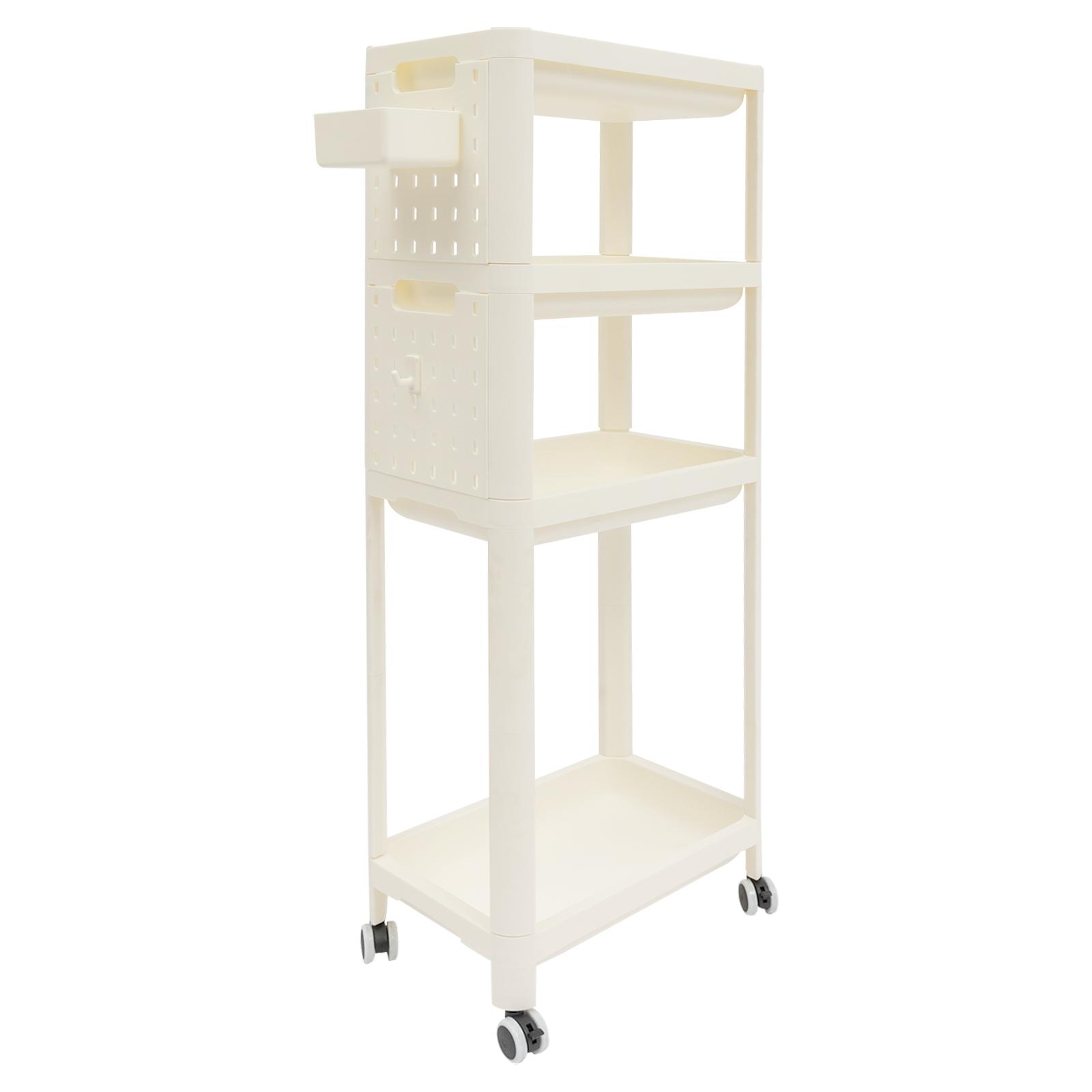 

3 Tier Rolling Utility Cart, Movable Kitchen Storage Cart Trolley, Movable Storage Organizer for the Kitchen, Living Room, Study 3-tier білий