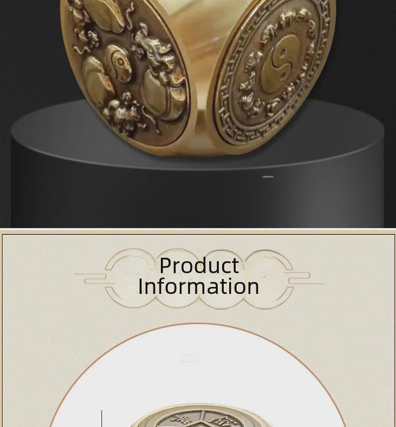 Brass Rotating Hexagonal Magic Cube: Creative Copper Craft for Wealth and Stress Relief.