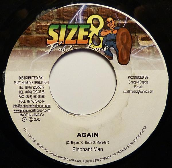 7inch Record ELEPHANT MAN - Again NONE Size 8 Producti 2000 Jamaica Reggae, Ska & Dub Used