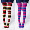Damen Japanische Stile Anime Oberschenkelhohe Strümpfe Regenbogen Mehrfarbig Gestreiftes Muster Seide Über dem Knie Lange Socken Strumpfwaren