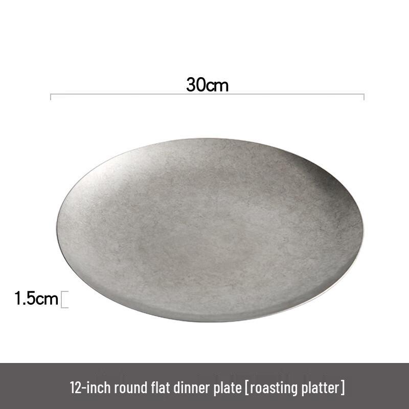Nordic American Retro Stainless Steel Dinner Plate