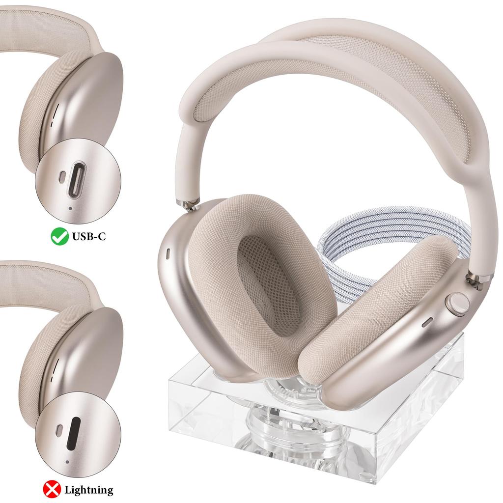 Suport de Încărcare pentru Căști Geekria Compatibil cu AirPods Max Dock de Încărcare Acrilic Bază de Încărcare cu Mod de Economisire a Energiei pentru Somn (USB-C) (clar)
