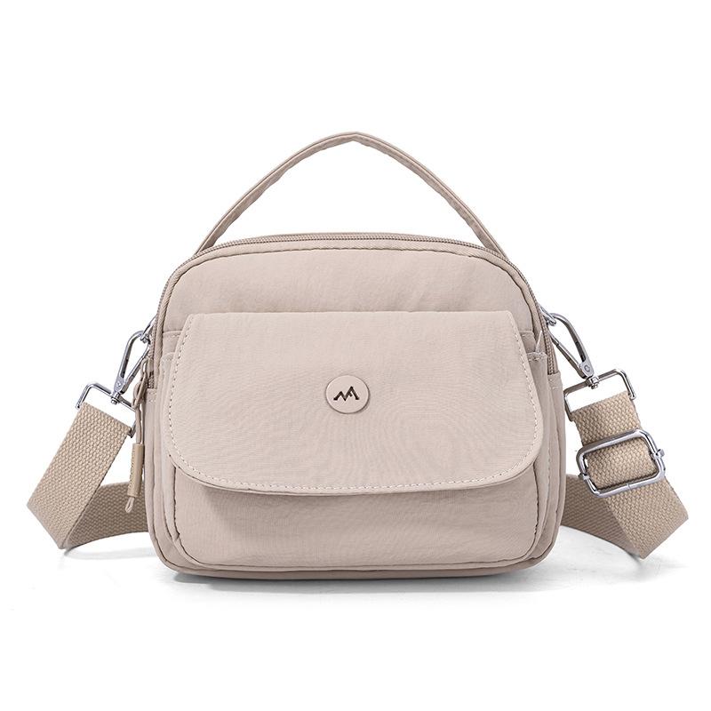 Borsa a tracolla da donna tinta unita a spalla in nylon leggera piccola quadrata