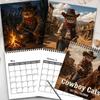 Vintage Style Cat Illustration 12 Calendar 12-Month Cowboy Wall Art 2027 Western Kitten Month Schedule