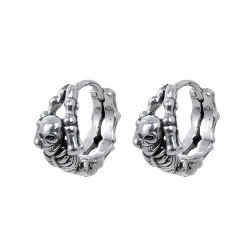 Gotische Edelstahl Totenkopf Skorpion Creolen für Männer/Frauen Kein Verblassen Hypoallergener Ohrverschluss Schmuck gray